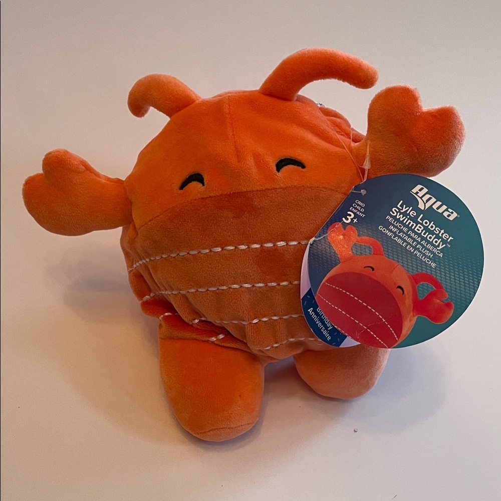 ⭐️NWT SWIM BUDDY by AQUA Vibrant Orange Plush Lobster Pool or Bathtub Kidcore